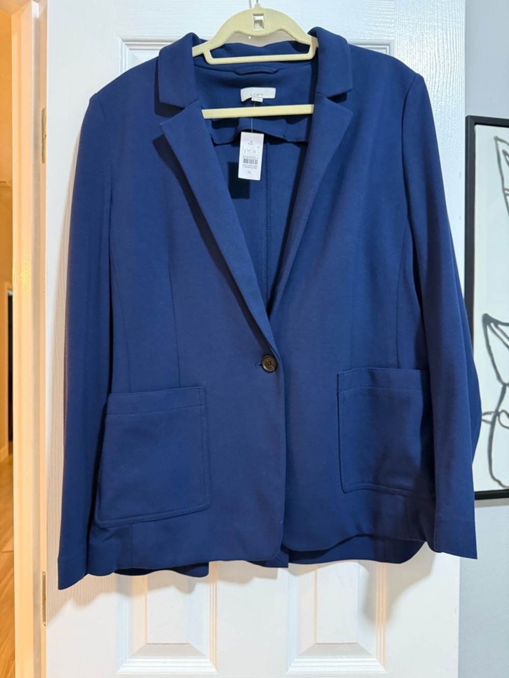 LOFT Navy Single-Button Ponte Blazer